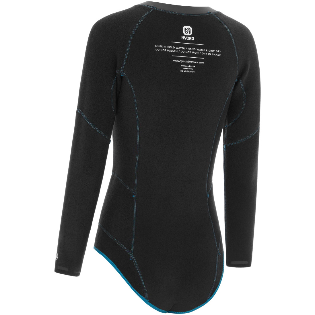 2025 Nyord Womens Solu Yulex 2/2mm Long Sleeve Front Zip Spring Shorty Wetsuit SOLWHL22001-CBL - Celestial Blue